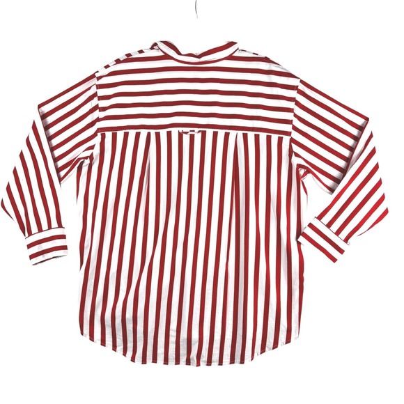 NWT A New Day Womens Red White Stripe Button Down Shirt XL Long Sleeve Casual - Picture 2 of 10